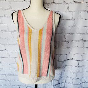 Rock and Roll Cowgirl Multi Color Striped Pattern Knit Sleeveless Tank